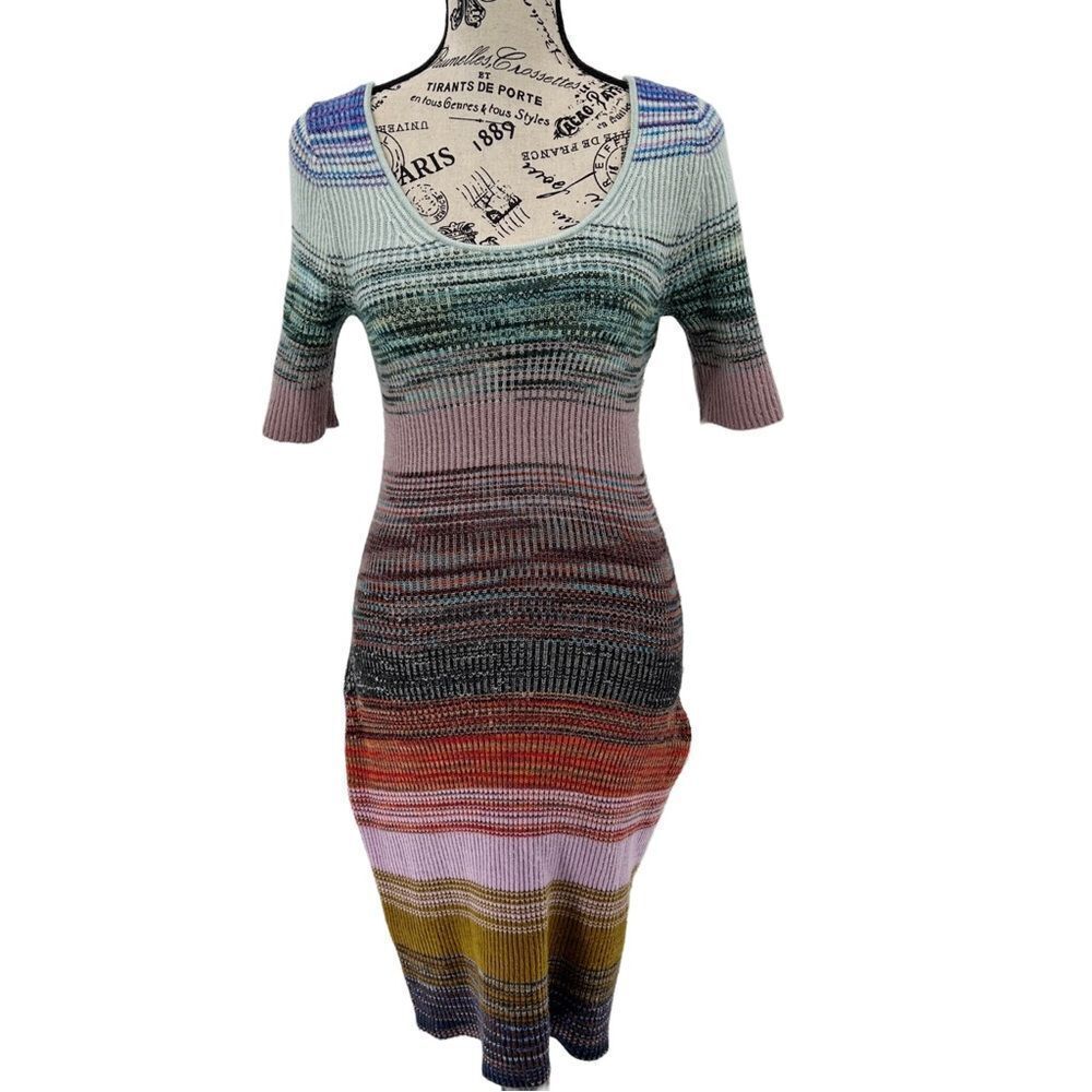 Anthropologie Womens Space Dyed Knit Scoop Neck Midi Dress Size Small Petite - Picture 3 of 10